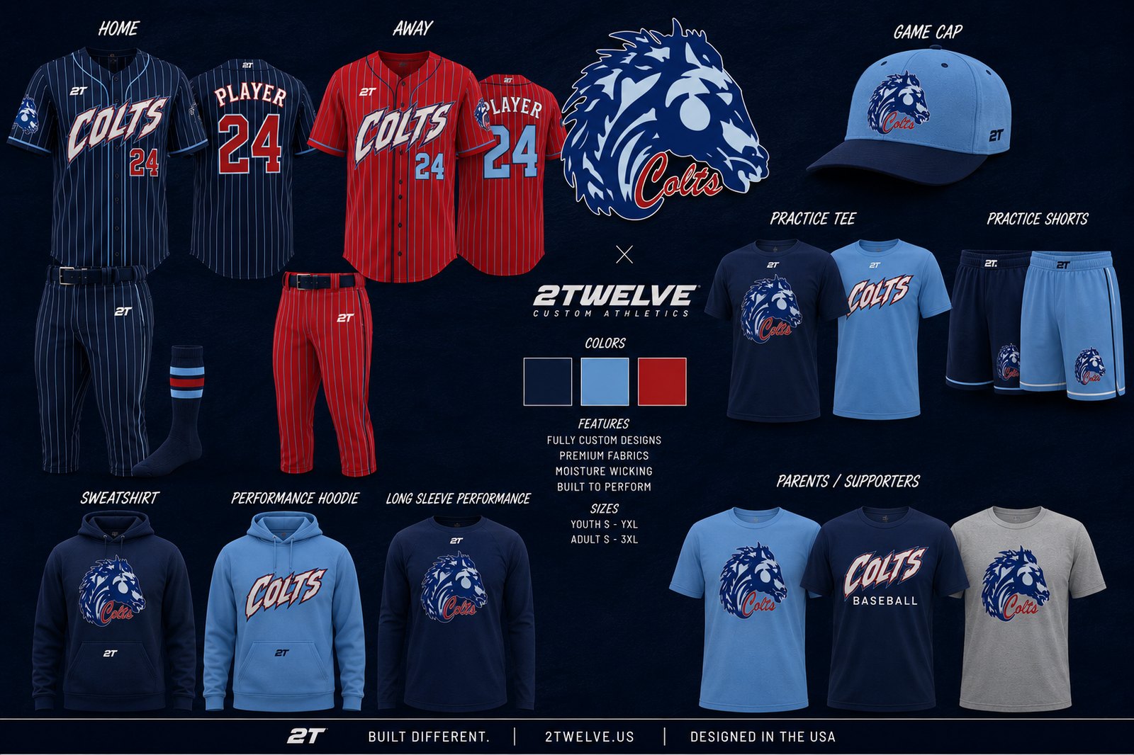Colts Baseball full uniform program board designed by 2Twelve