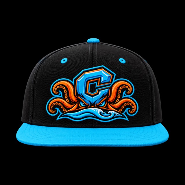 Krakens Baseball custom flat-brim snapback, designed by 2Twelve