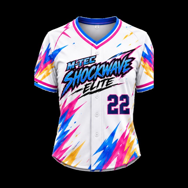 M-TEC Shockwave Elite custom two-button softball jersey in confetti, designed by 2Twelve