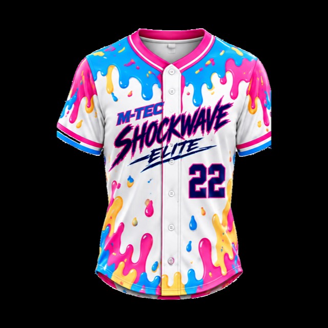 M-TEC Shockwave Elite custom two-button softball jersey in drip, designed by 2Twelve