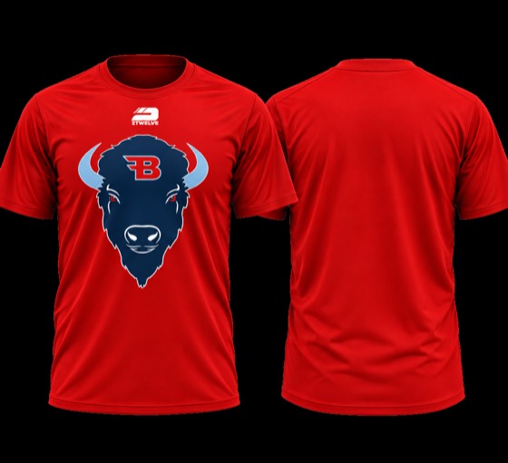 Flyin' Bison practice tee — red