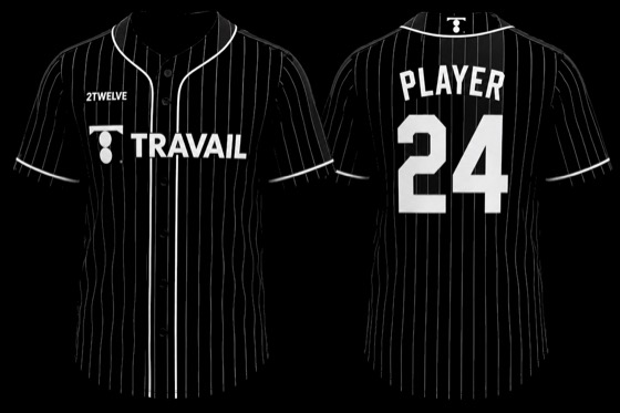 Travail black pinstripe jersey